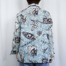 画像3: 40〜50's Waikiki specialty shop オールオーバーパターン コットン長袖アロハシャツ (3)