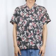画像2: 50's PENNEY'S TOPFLIGHT オールオーバーパターン シアサッカー アロハシャツ M (2)