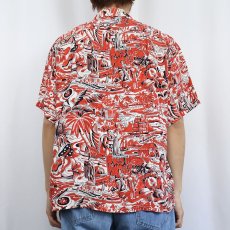 画像3: 50〜60's Kamehameha オールオーバーパターン レーヨンアロハシャツ L (3)