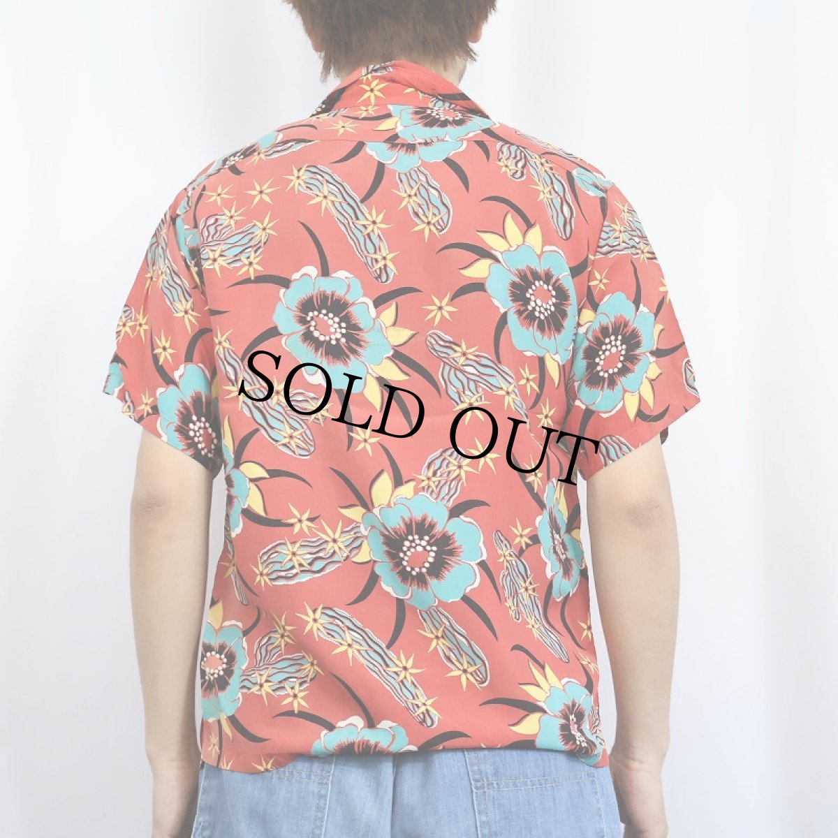 画像3: 50's オールオーバーパターン レーヨンアロハシャツ (3)