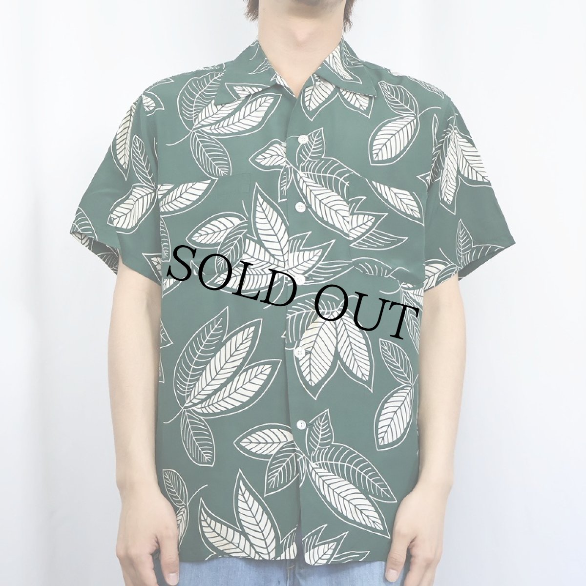 画像2: 50's KAHANAMOKU リーフ柄 オールオーバーパターン レーヨンアロハシャツ (2)