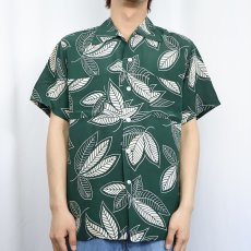 画像2: 50's KAHANAMOKU リーフ柄 オールオーバーパターン レーヨンアロハシャツ (2)