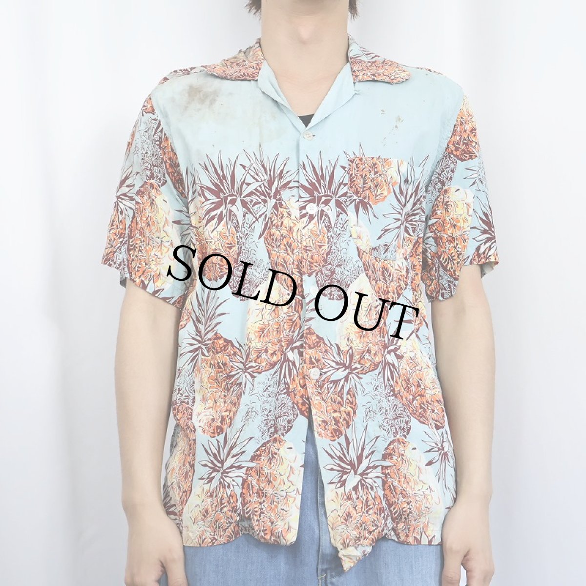 画像3: 50's〜 Silkene パイナップル柄 レーヨンアロハシャツ (3)