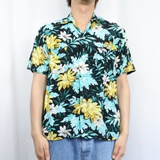 画像2: 60's PENNEY'S JAPAN製 花柄 オールオーバーパターン レーヨンアロハシャツ M (2)