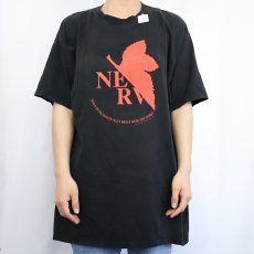 画像2: 2000's 新世紀エヴァンゲリオン ''NERV'' アニメプリントTシャツ BLACK XXL (2)