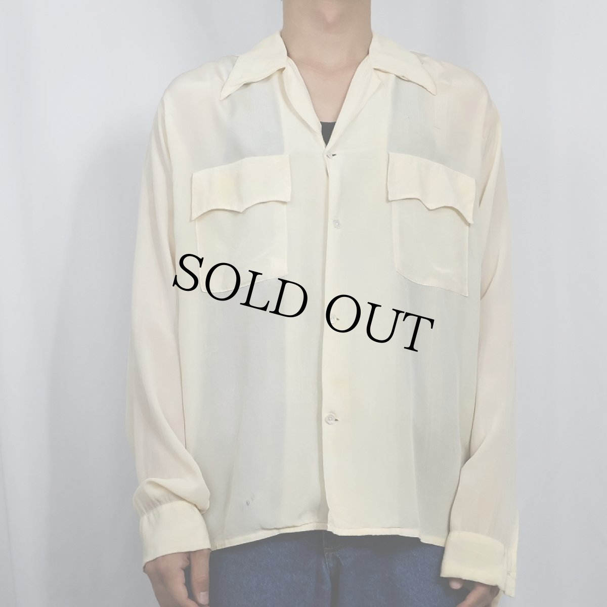 画像2: 40's レーヨン オープンカラーシャツ (2)