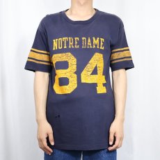 画像2: 80's Champion USA製 トリコタグ "NOTRE DAME" ナンバリング フットボールTシャツ NAVY XL (2)