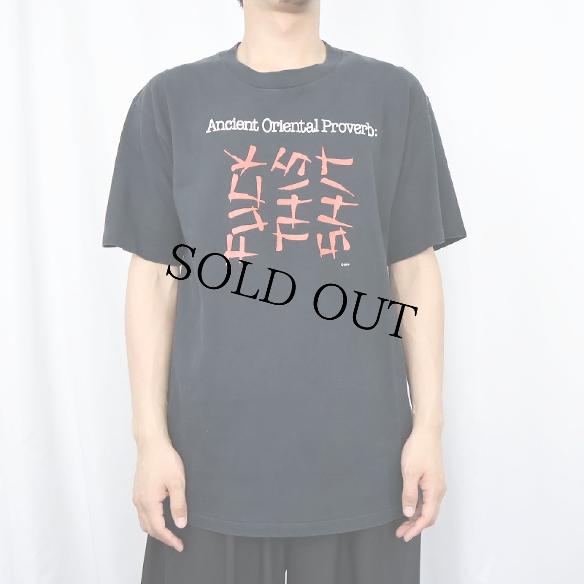 画像3: 90's Accient Oriental Proverb USA製 "FUCK THIS SHIT" ギミックプリントTシャツ L BLACK (3)