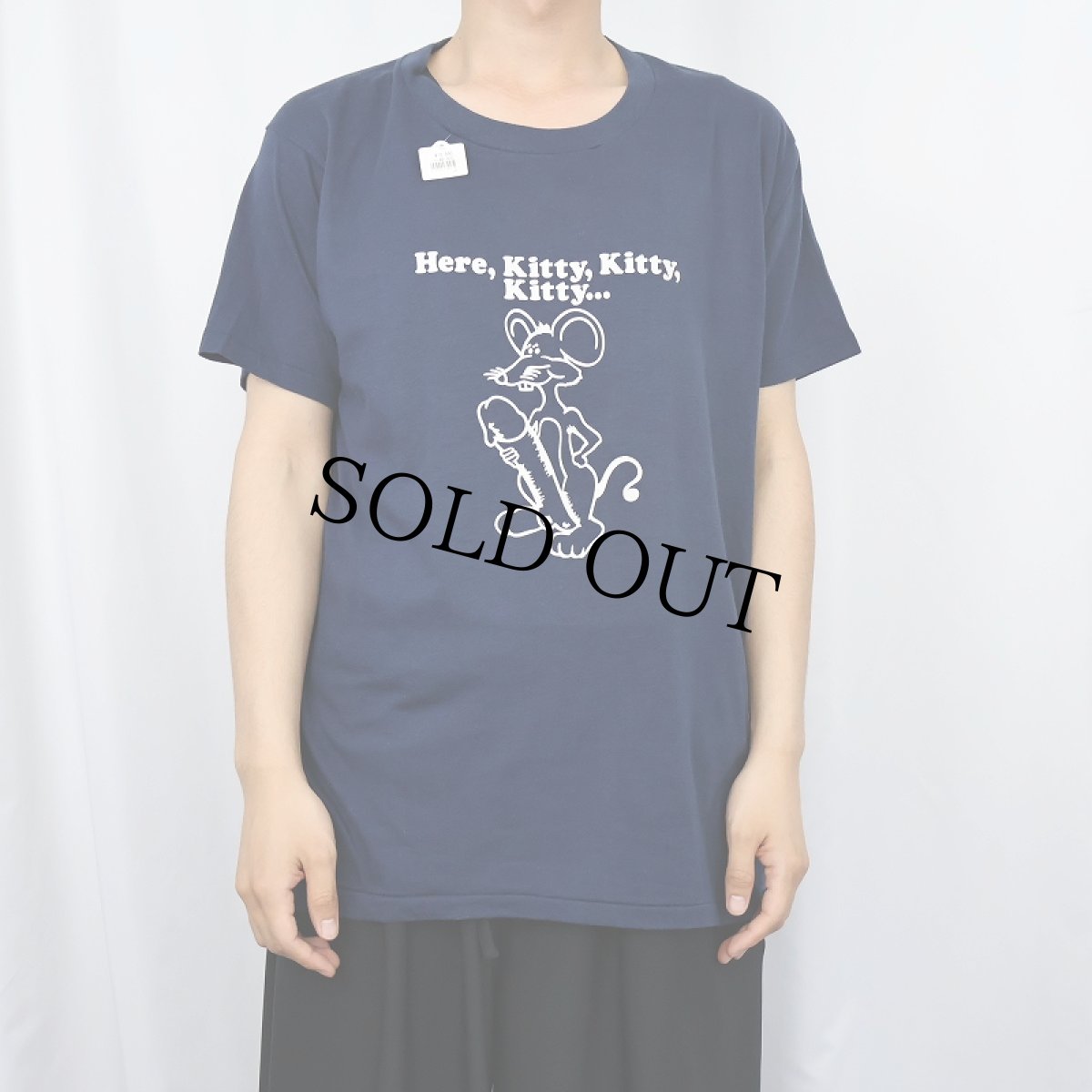 画像2: 80's USA製 "Here,Kitty,Kitty,Kitty..." シュールイラスト エロTシャツ NAVY XL (2)