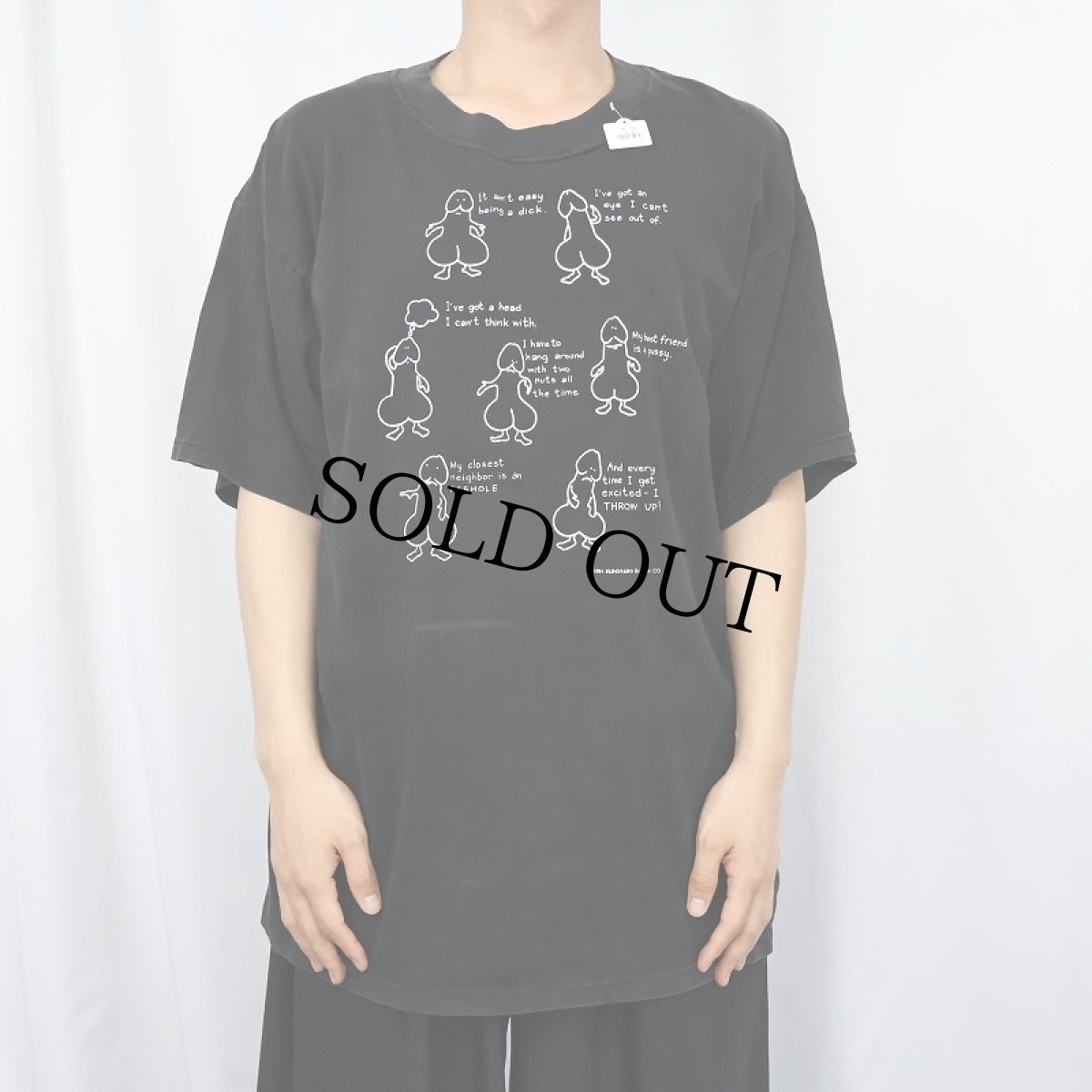 画像2: 90's〜 シュールイラストエロTシャツ BLACK XL (2)