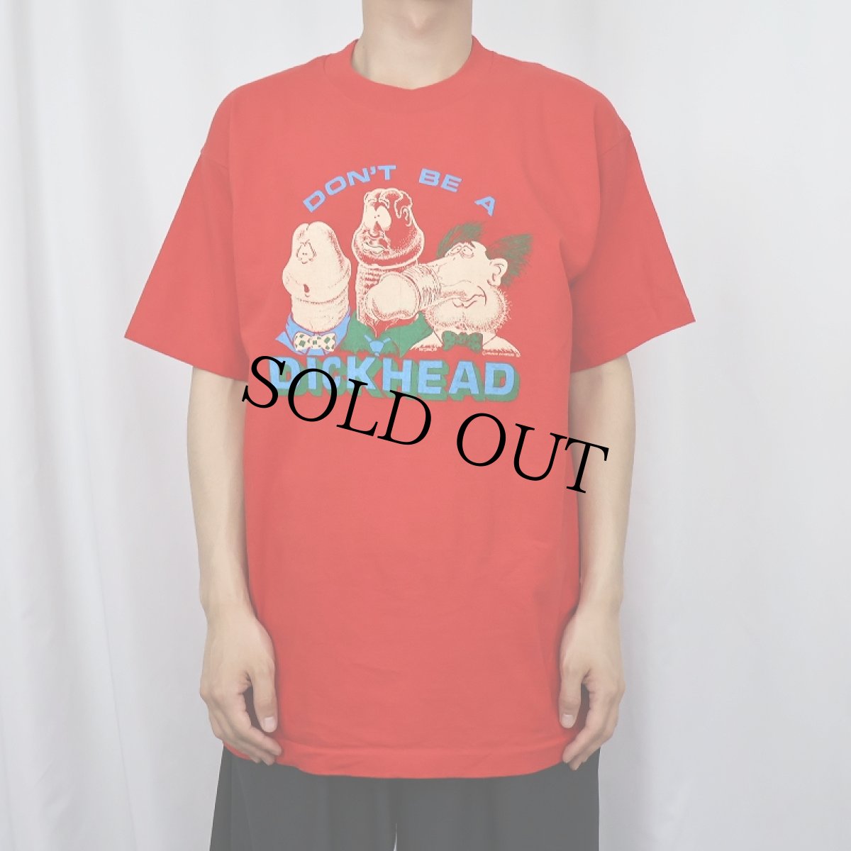 画像2: 90's USA製 "DON'T BE A DICK HEAD" シュールイラストエロTシャツ L (2)