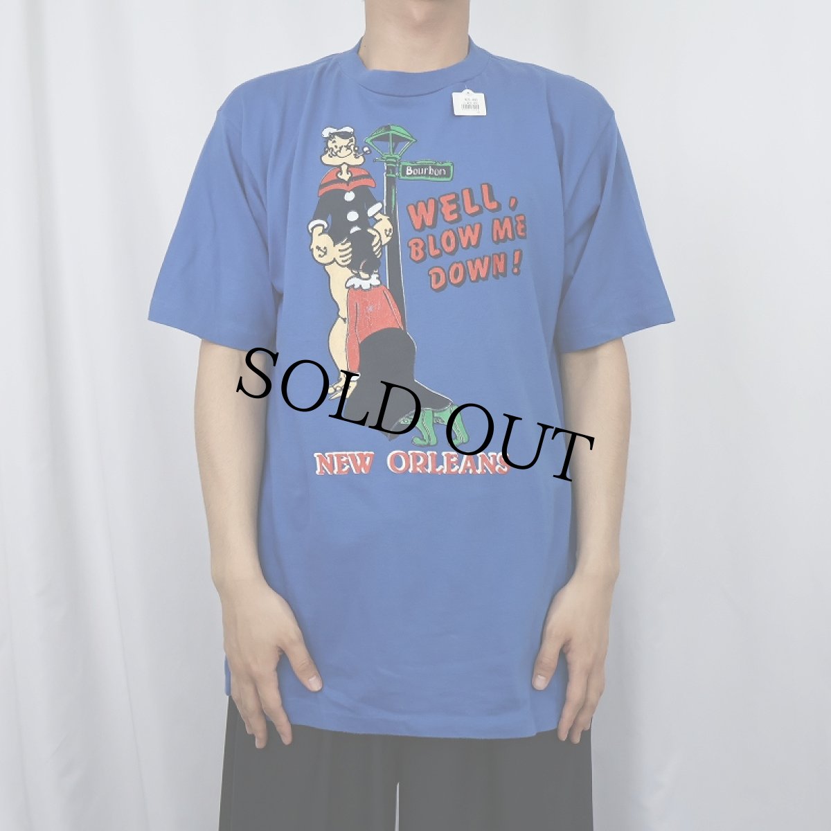 画像2: 80's POPEYE "WELL, BLOW ME DOWN!" キャラクターパロディ エロTシャツ XL (2)