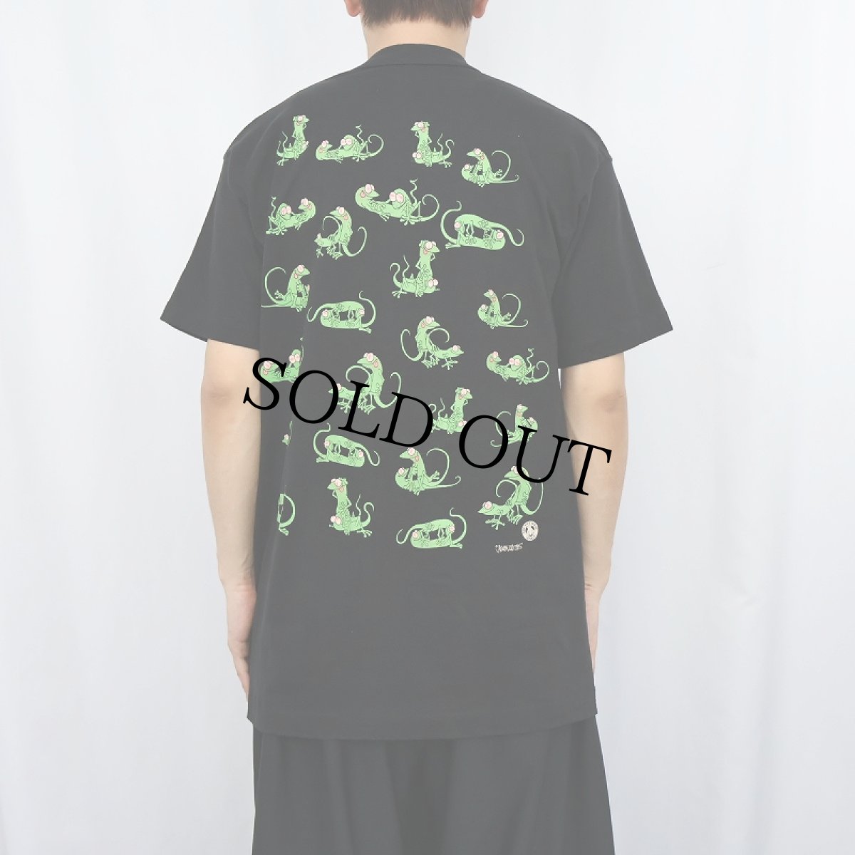 画像3: 90's USA製 四十八手 トカゲプリント エロTシャツ BLACK L (3)