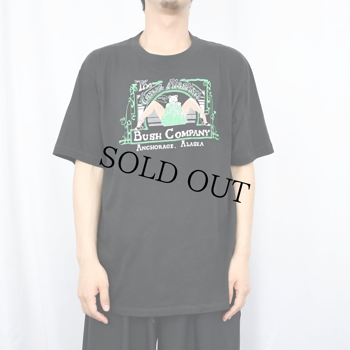 画像2: 80's USA製 The Great Alaskan Bush Company ストリップクラブ プリントTシャツ BLACK XL (2)