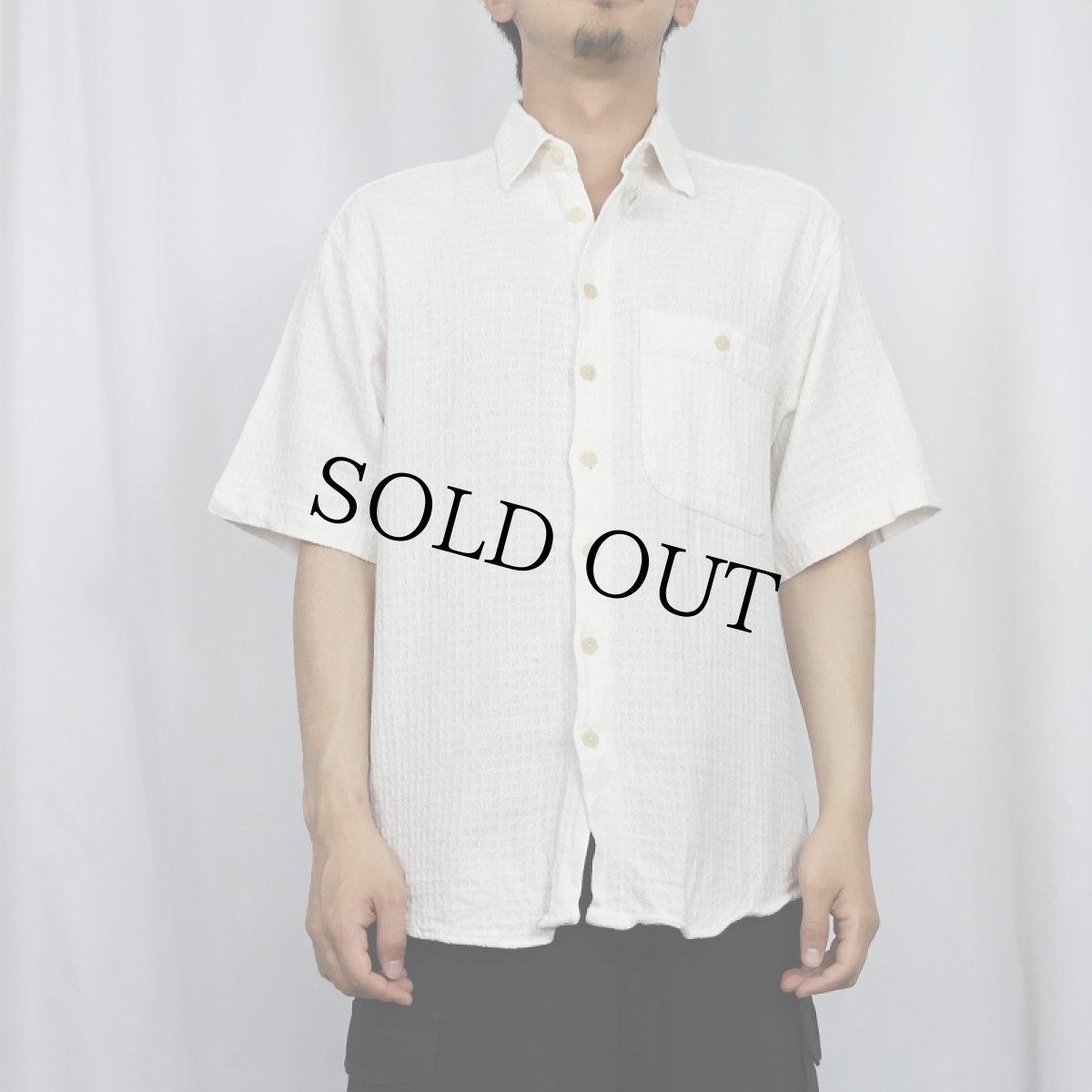 画像2: CLUB D'AMINGO ジャガード織り コットンシャツ M (2)