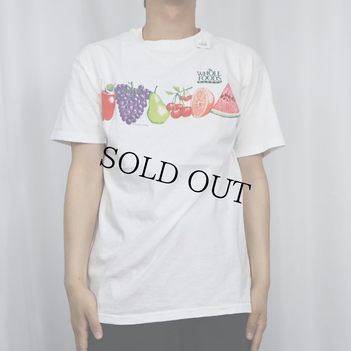 画像2: 90's WHOLE FOODS MARKET フルーツ柄 スーパーマーケット プリントTシャツ L (2)