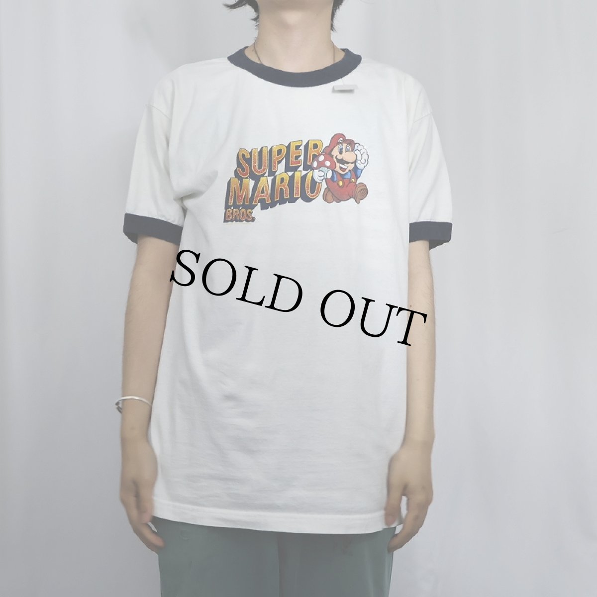 画像2: SUPER MARIO BROS. ゲームキャラクタープリント リンガーTシャツ L (2)