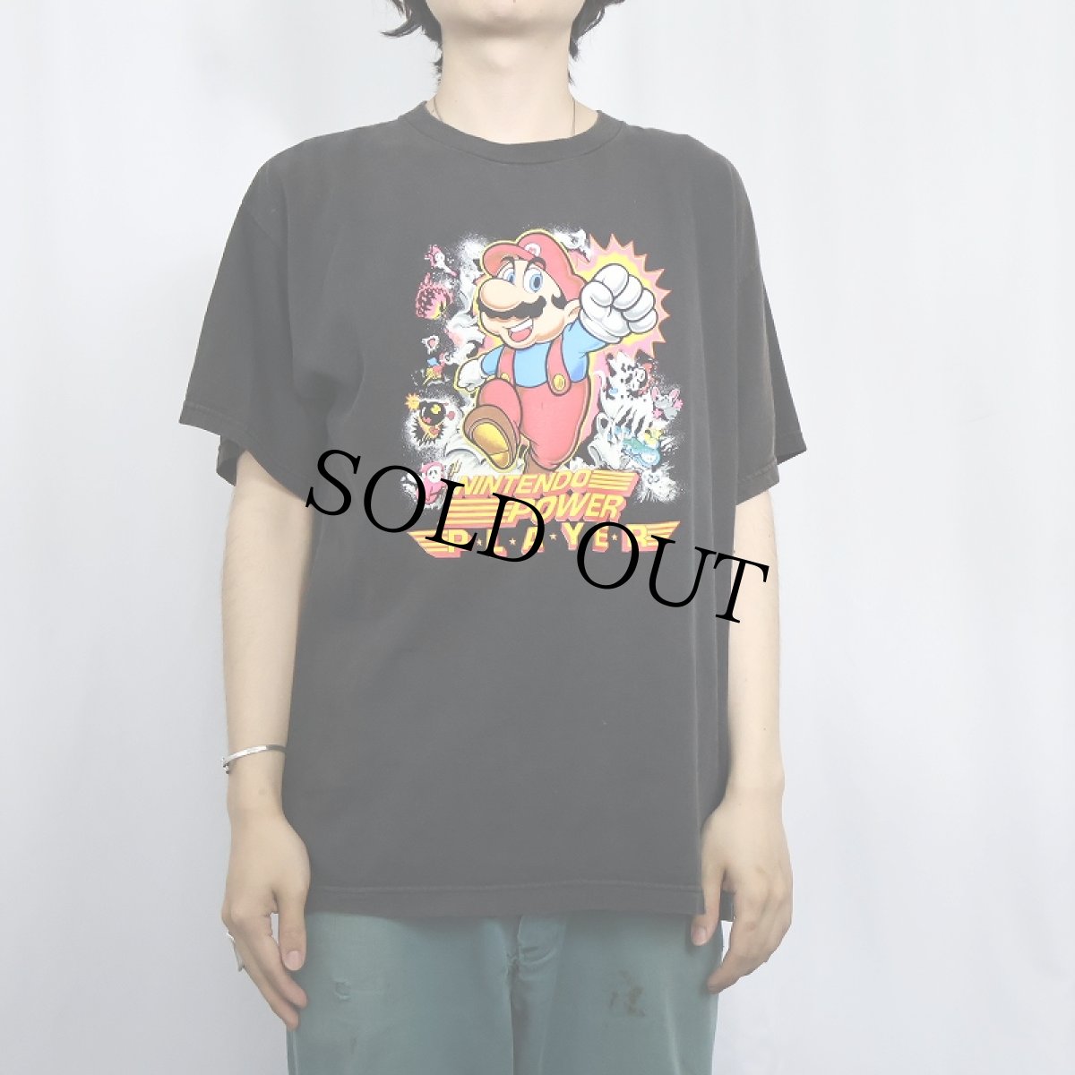 画像2: NINTENDO POWER PLAYER マリオ プリントTシャツ BLACK L (2)