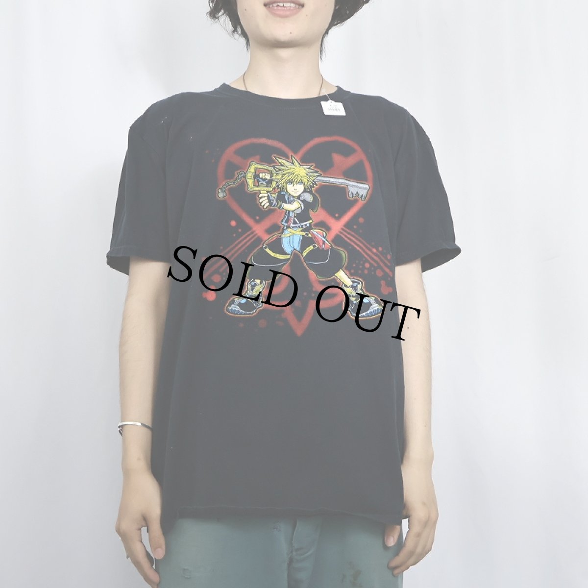 画像2: KINGDOM HEARTS "ソラ" ゲームキャラクター プリントTシャツ BLACK XL (2)