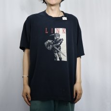 画像2: ZELDA "LINK" ゲームキャラクター 映画パロディプリントTシャツ BLACK (2)