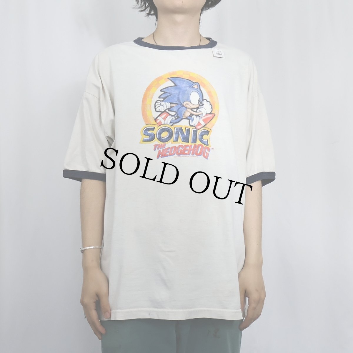 画像2: SONIC "THE HEDGEHOG" ゲームキャラクタープリント リンガーTシャツ (2)