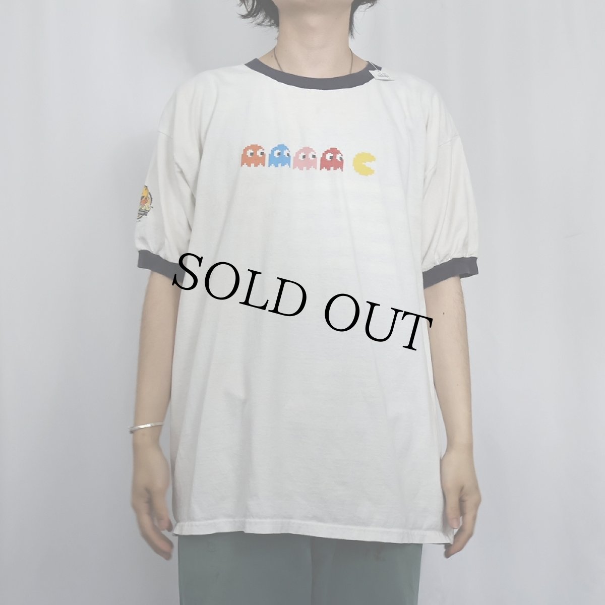 画像2: NAMCO "Pac-Man" USA製 ゲームプリント リンガーTシャツ XL (2)