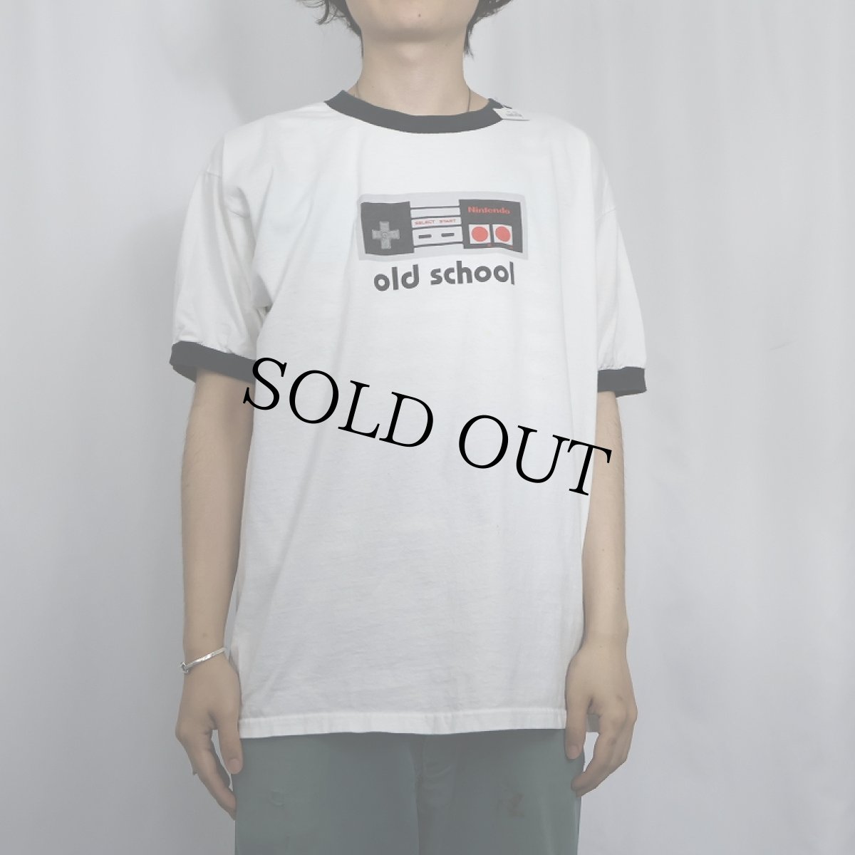 画像2: Nintendo "old school" ゲームプリント リンガーTシャツ L (2)