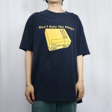 画像2: 2000's Nintendo "Don't Hate The Player" ゲームプリントTシャツ NAVY XL (2)