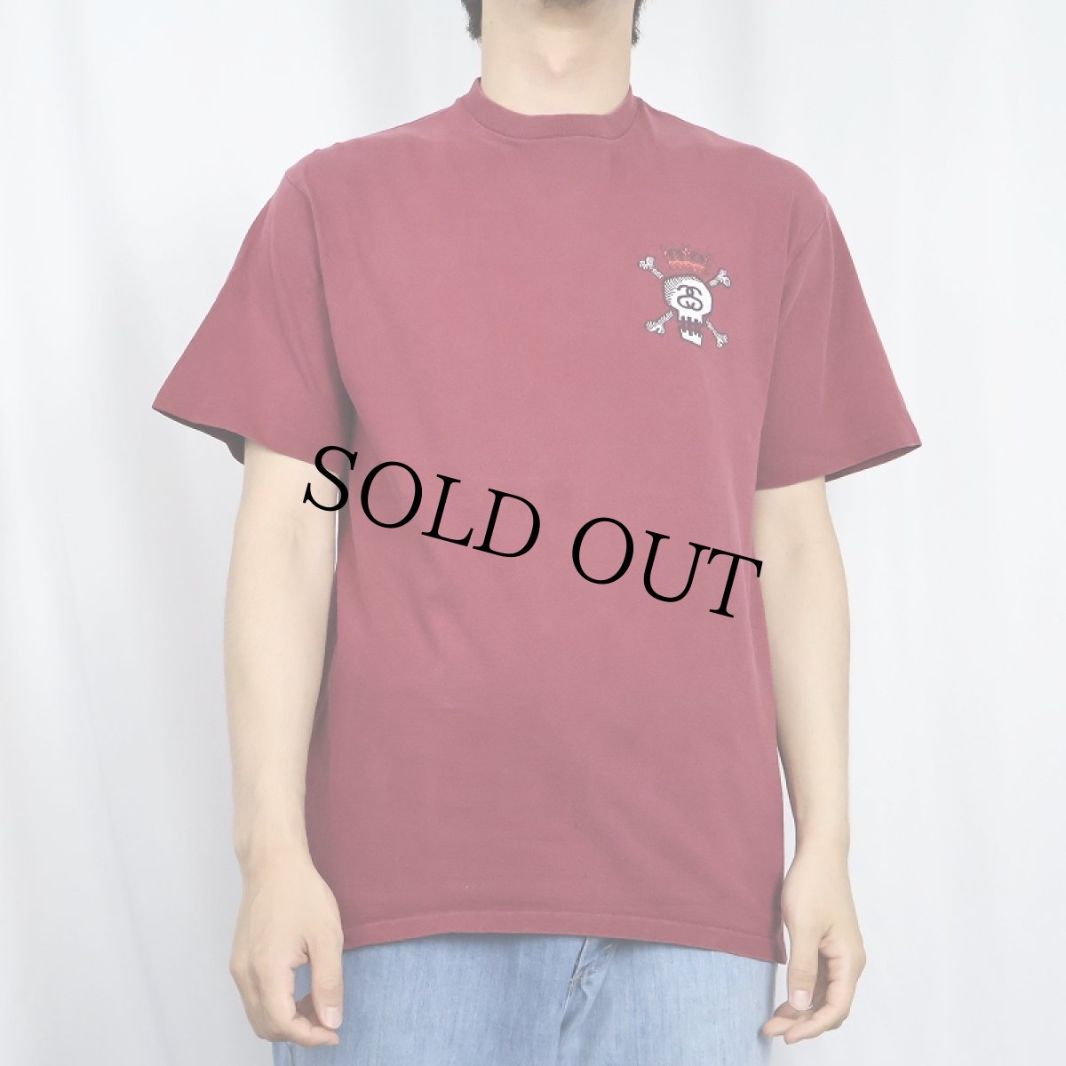 画像2: 90's STUSSY スカルクラウン プリントTシャツ M (2)