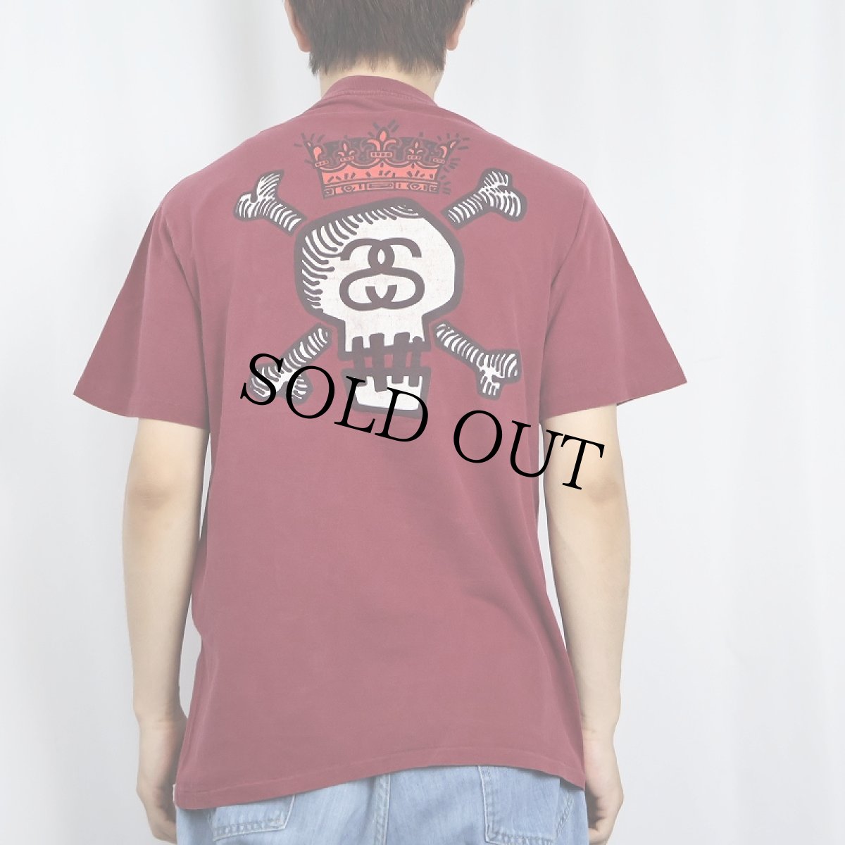画像3: 90's STUSSY スカルクラウン プリントTシャツ M (3)