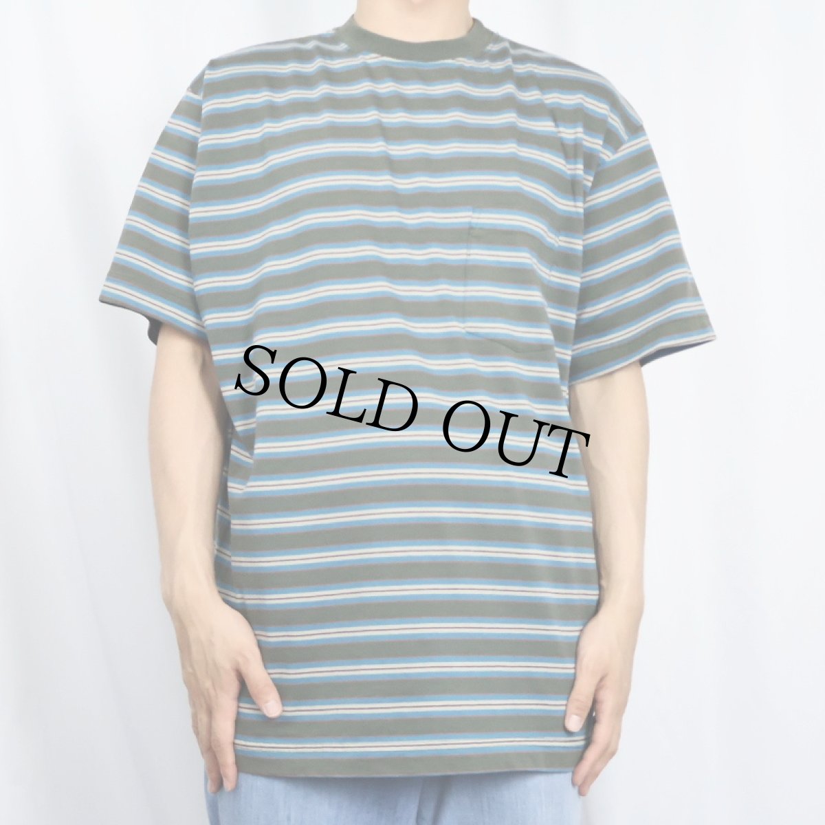 画像2: 80's STUSSY USA製 ボーダー柄 プリントTシャツ L (2)