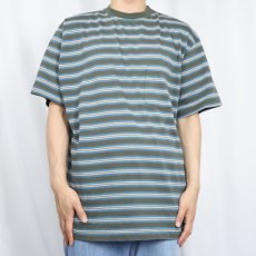 画像2: 80's STUSSY USA製 ボーダー柄 プリントTシャツ L (2)
