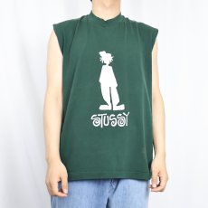 画像2: 80〜90's ブート STUSSY USA製 "SHADOW MAN" カットオフスリーブ プリントTシャツ L (2)