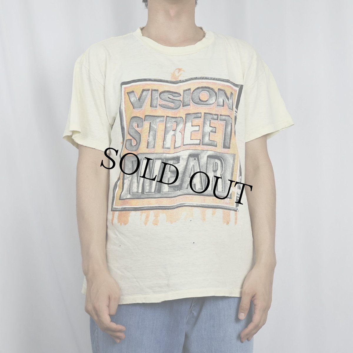 画像2: 80's VISION STREET WEAR USA製 ロゴプリントTシャツ L (2)
