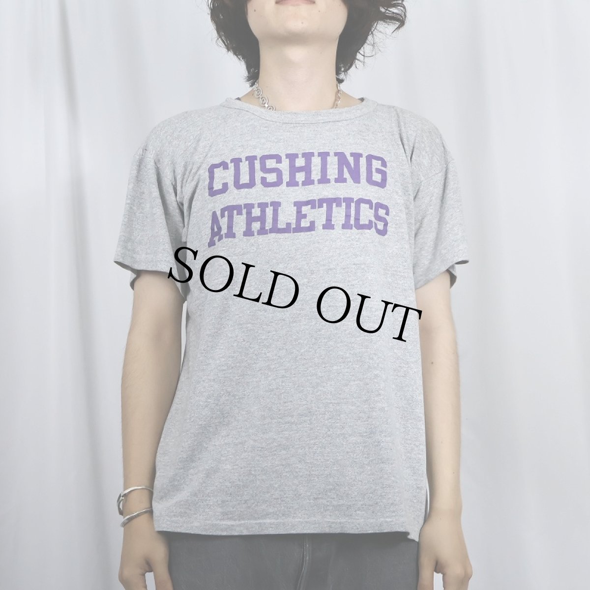 画像2: 80's Champion USA製 トリコタグ 88/12 "CUSHING ATHLETICS" プリントTシャツ L (2)