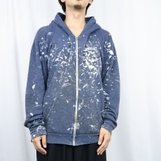 画像2: "Walsh Mechanical" 企業ロゴ刺繍 ペンキペイント スウェットジップパーカー NAVY (2)