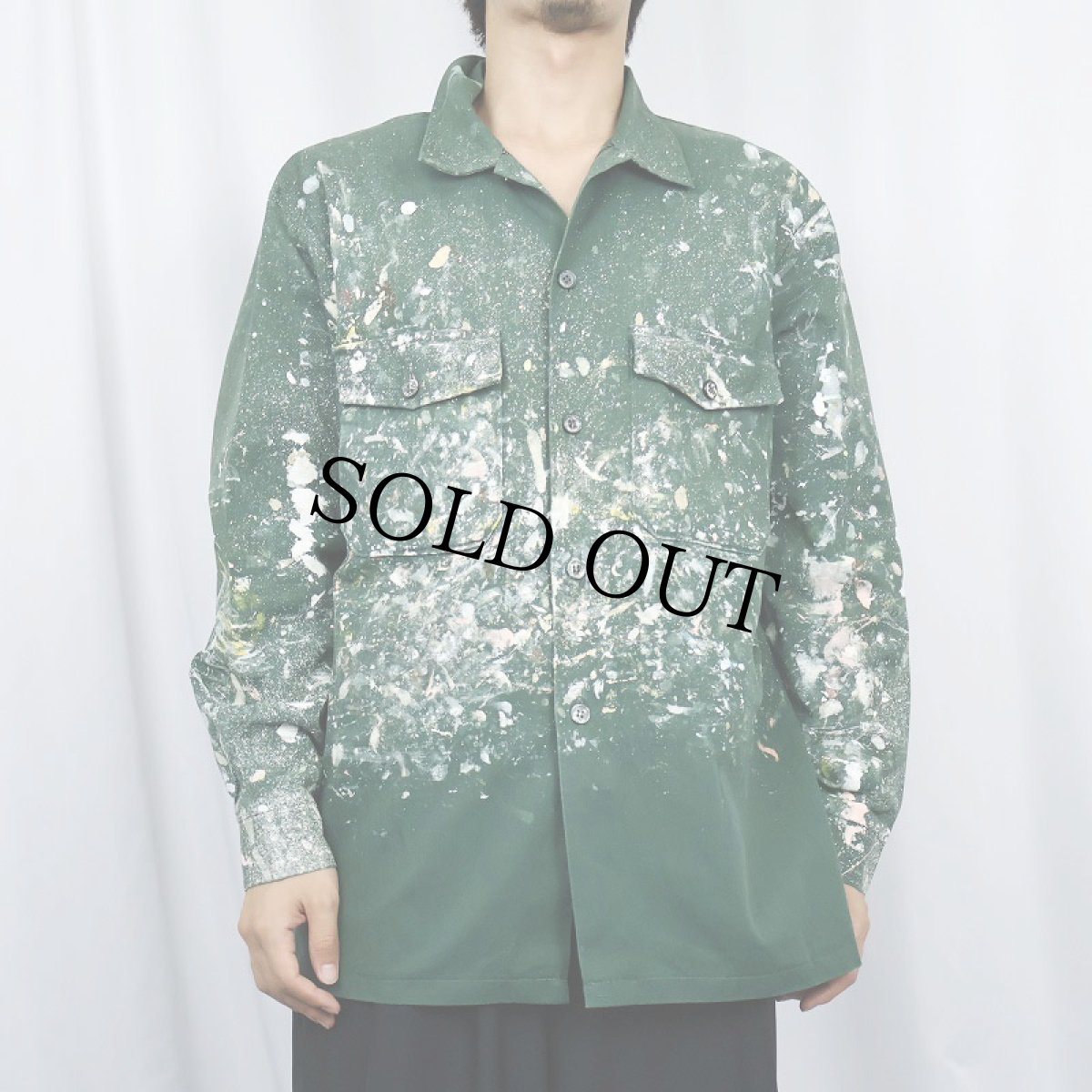 画像2: ペンキペイント コットンツイル ワークシャツ (2)