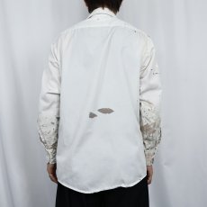 画像6: 80's〜 ペンキペイント コットンポリ ワークシャツ M (6)