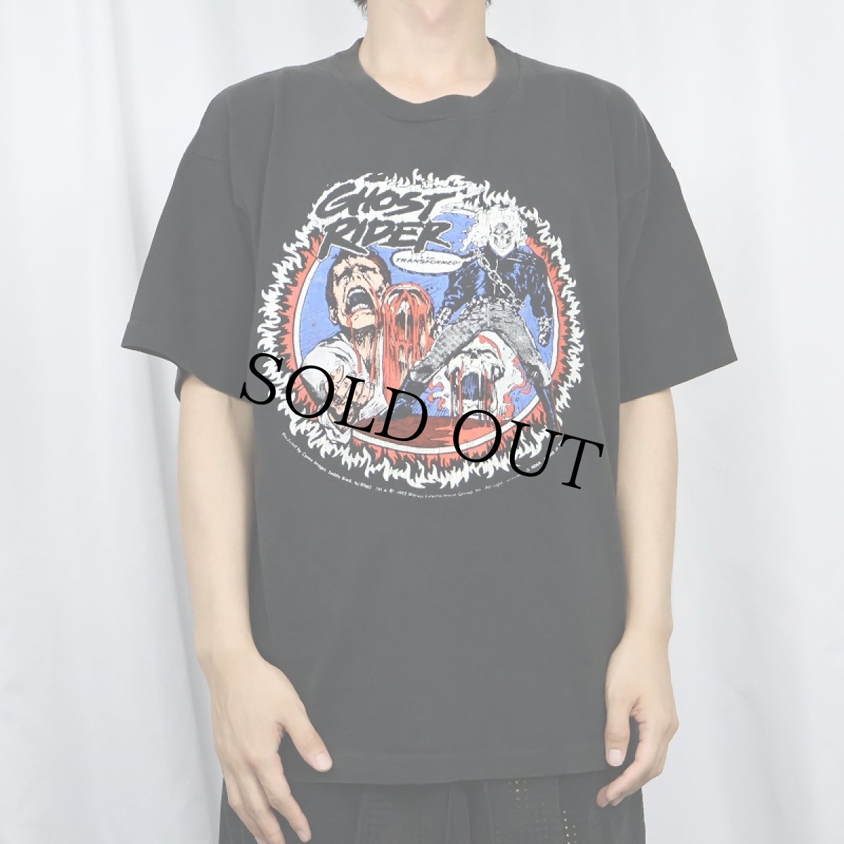 画像2: 90's Marvel Comic USA製 "Ghost Rider" アメコミ プリントTシャツ BLACK XL (2)