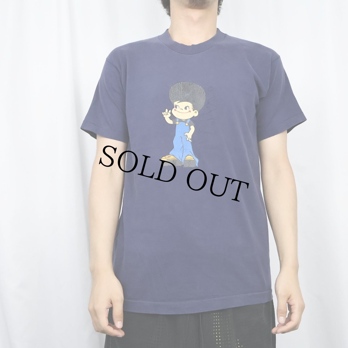 画像2: 90's ポコちゃん USA製 パロディプリントTシャツ NAVY  M (2)