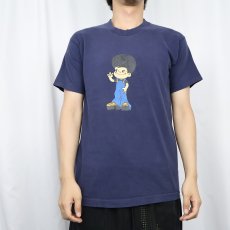画像2: 90's ポコちゃん USA製 パロディプリントTシャツ NAVY  M (2)