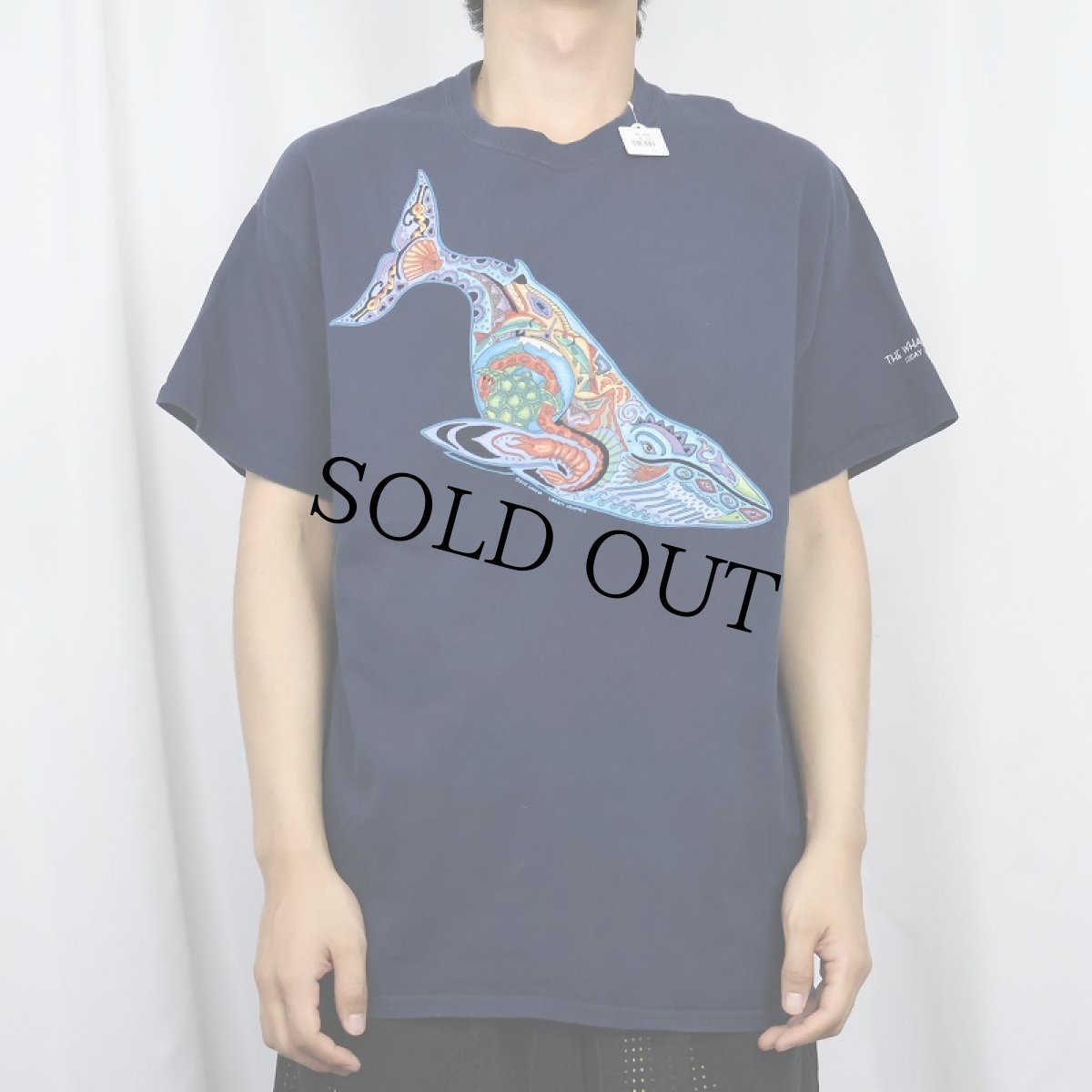 画像2: 90's〜 LIBERTY GRAPHICS USA製 "Blue Whale" クジラ アートプリントTシャツ NAVY L (2)
