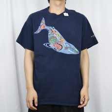 画像2: 90's〜 LIBERTY GRAPHICS USA製 "Blue Whale" クジラ アートプリントTシャツ NAVY L (2)
