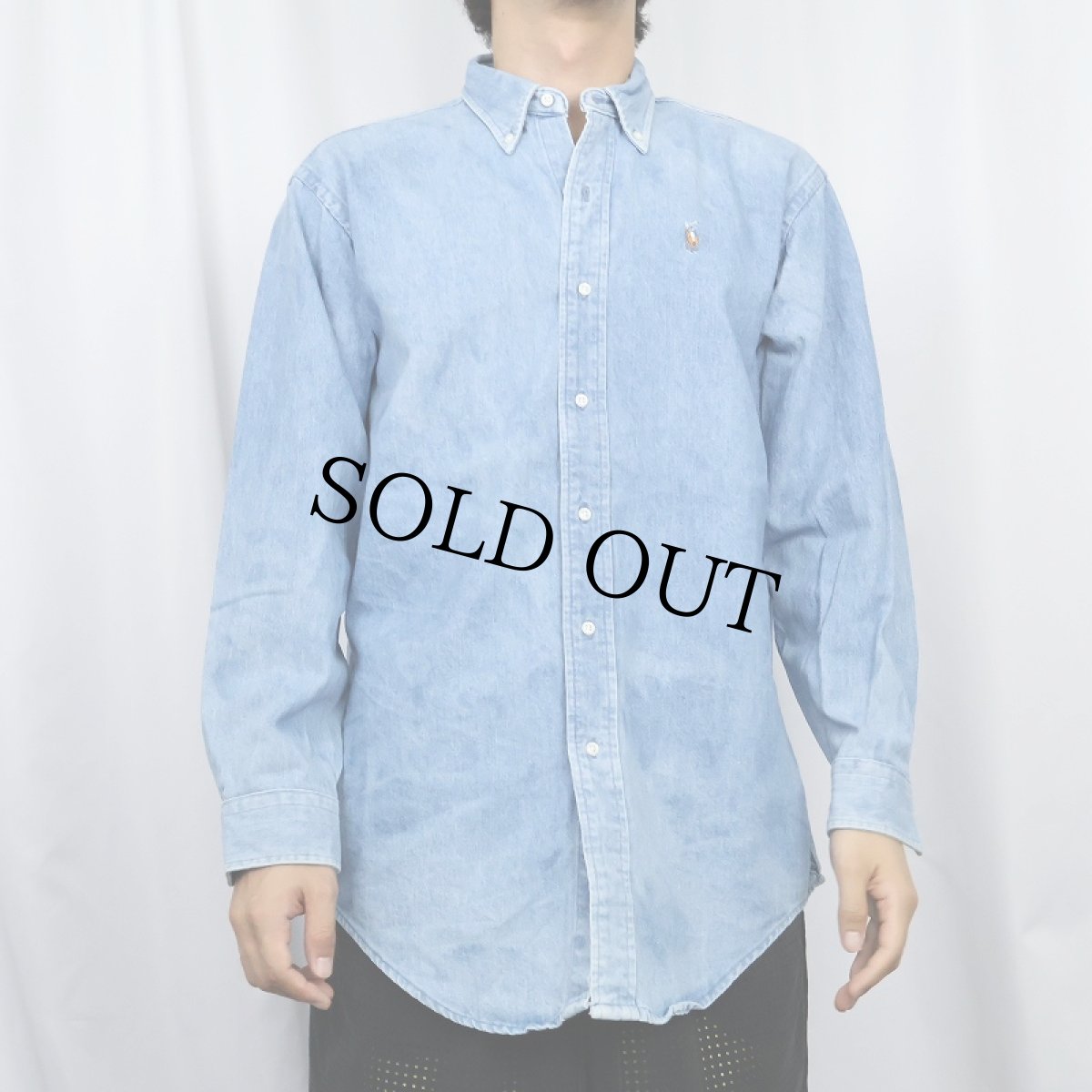 画像2: 80's Ralph Lauren USA製 デニムボタンダウンシャツ XL (2)