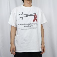 画像2: 90's RED RIBBON USA製 "What you're by supporting animal rights." メッセージプリントTシャツ L (2)