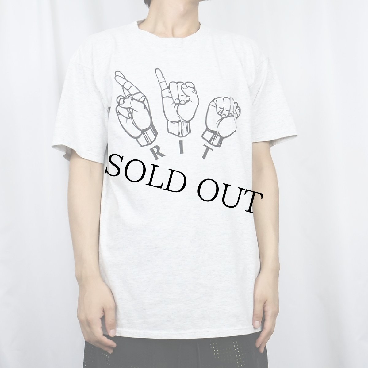 画像2: 90's RIT USA製 手話プリント カレッジTシャツ L (2)