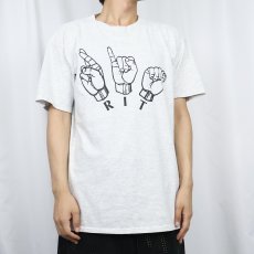 画像2: 90's RIT USA製 手話プリント カレッジTシャツ L (2)