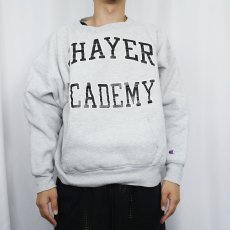 画像2: 80〜90's Champion 青刺繍タグ 中期 USA製 "THAYER ACADEMY" ダブルフェイススウェット XL (2)