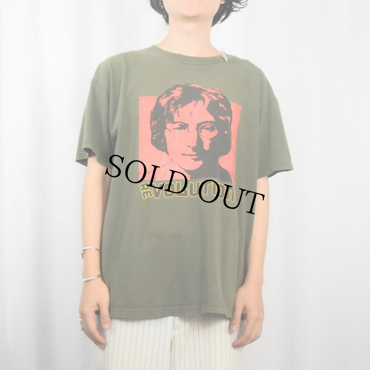 画像2: 2000's JOHN LENNON "REVOLUTION" ミュージシャン プリントTシャツ L (2)