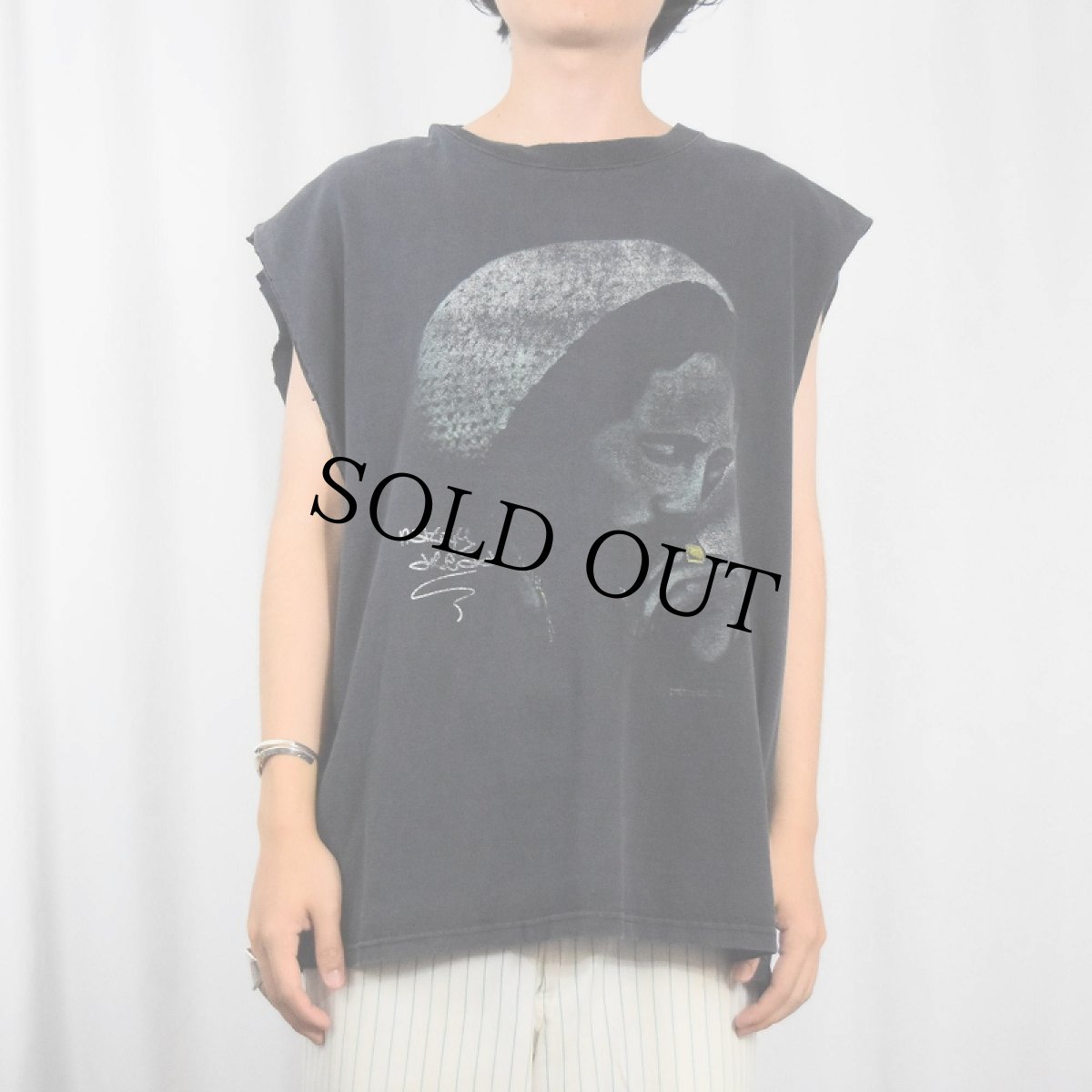 画像2: BOB MARLEY "natty dread" レゲエミュージシャン アルバムプリント カットオフスリーブTシャツ BLACK 1X (2)